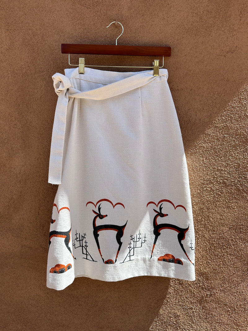 Hand Made Southwestern Deer Print Wrap Skirt (Brown)