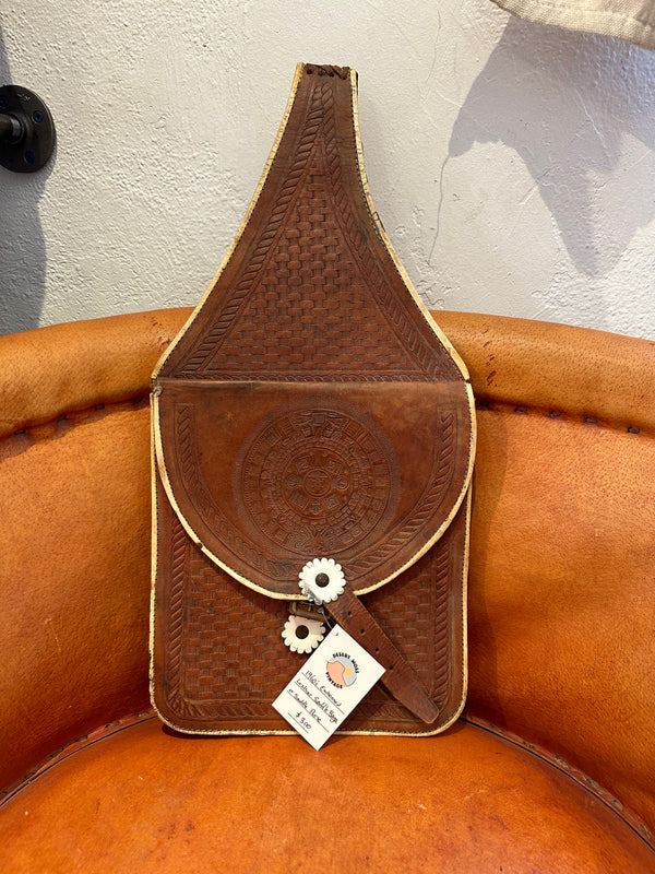 1960's Embossed Leather Saddle Bags/Purse