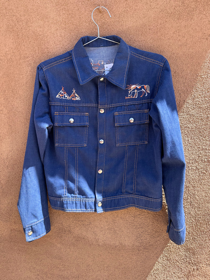 Southwestern Scene Embroidered Denim Jacket