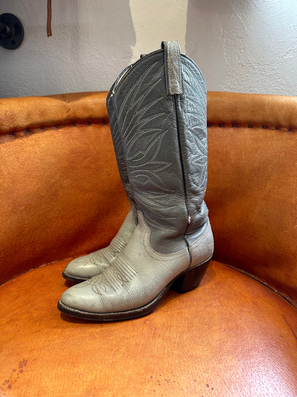 Dan Post Gray Leather Cowboy Boots 7.5-8
