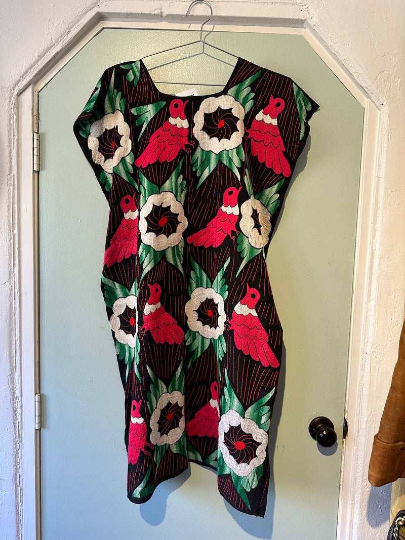 Black and Pink Mexican Bird Tunic Dress
