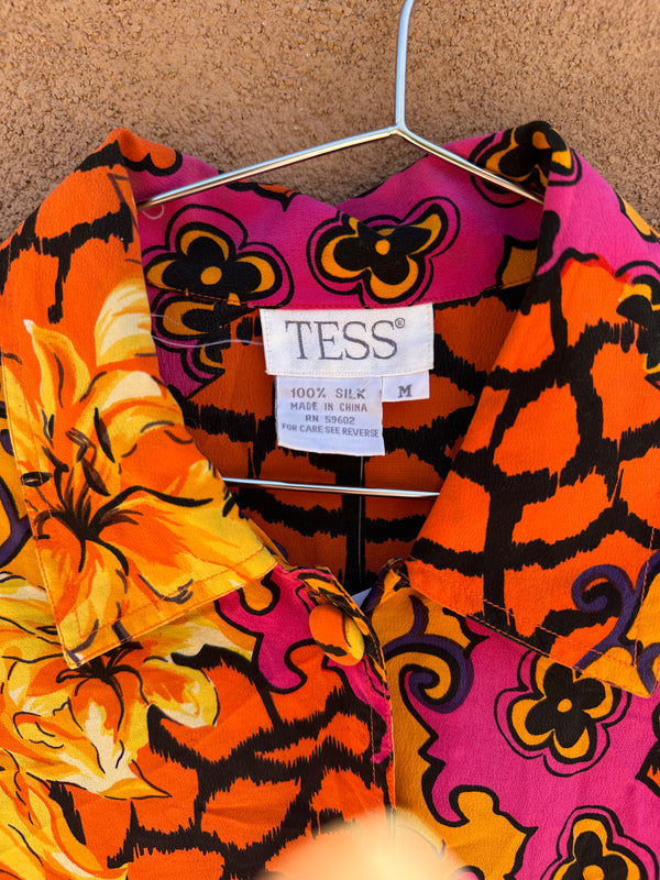 Orange and Pink Silk Blouse by Tess