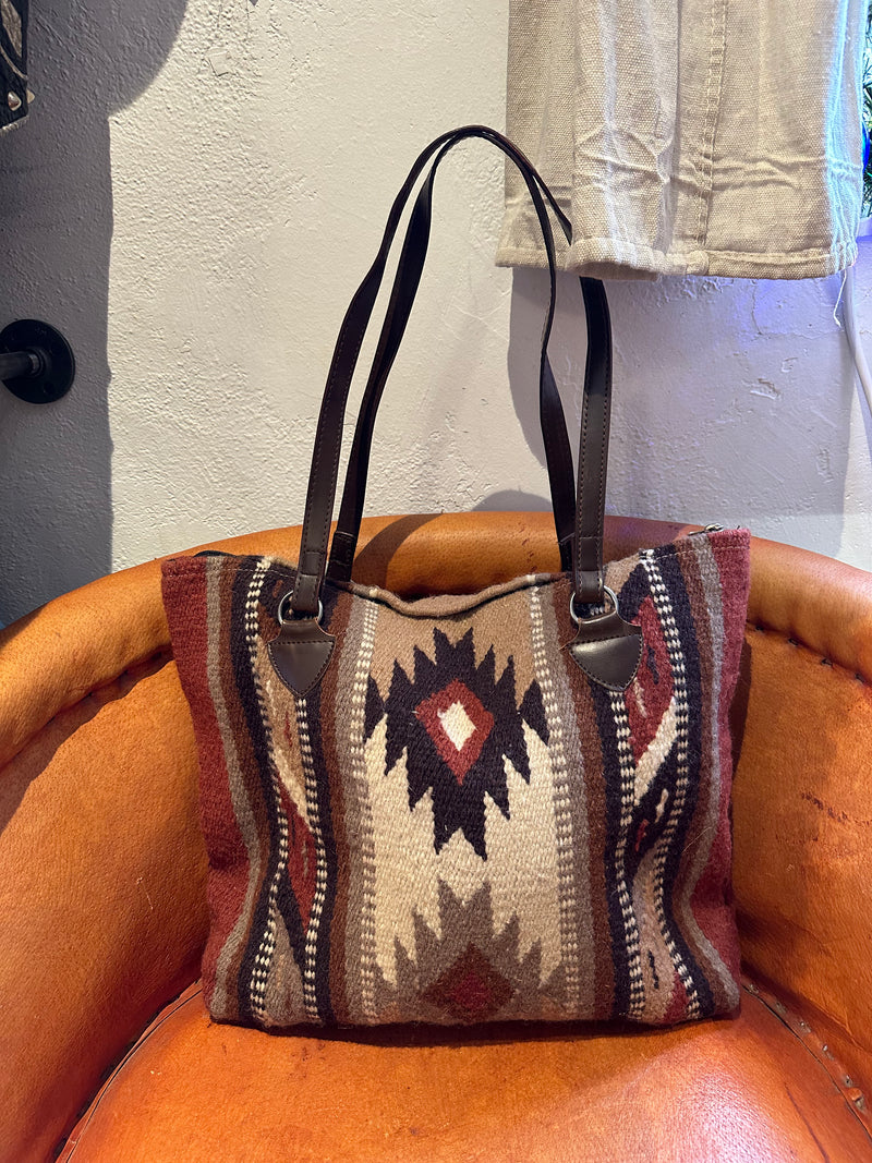 Large Southwest Wool Tote with Zipper