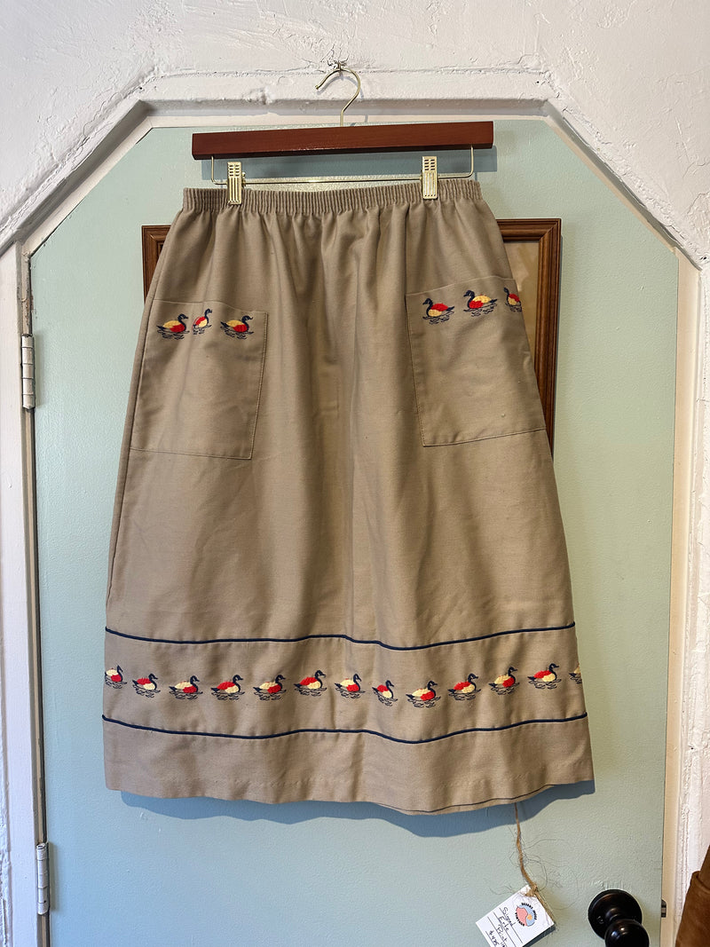 Embroidered Ducks Skirt