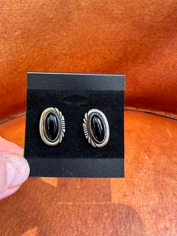 I.D.M Sterling Silver and Onyx Earrings