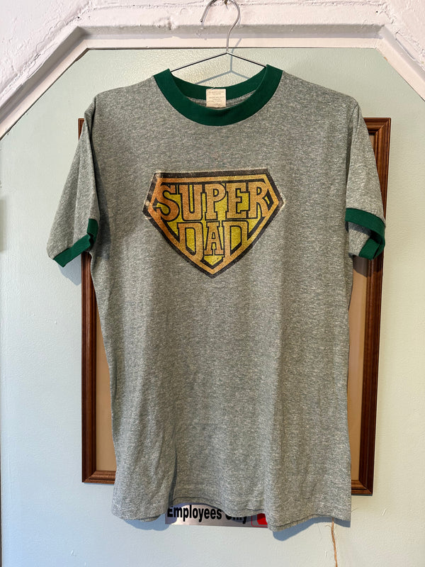 Super Dad Green Ringer T-Shirt