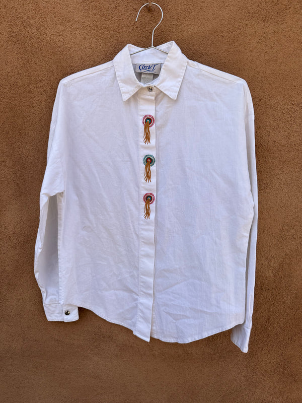 Circle T Cotton Blouse with Native American Embroidery