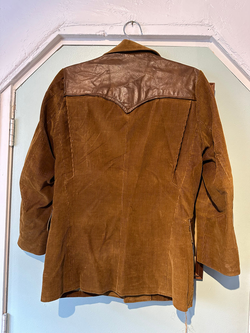 Leather Yoke Corduroy Western Blazer - Pioneer Wear