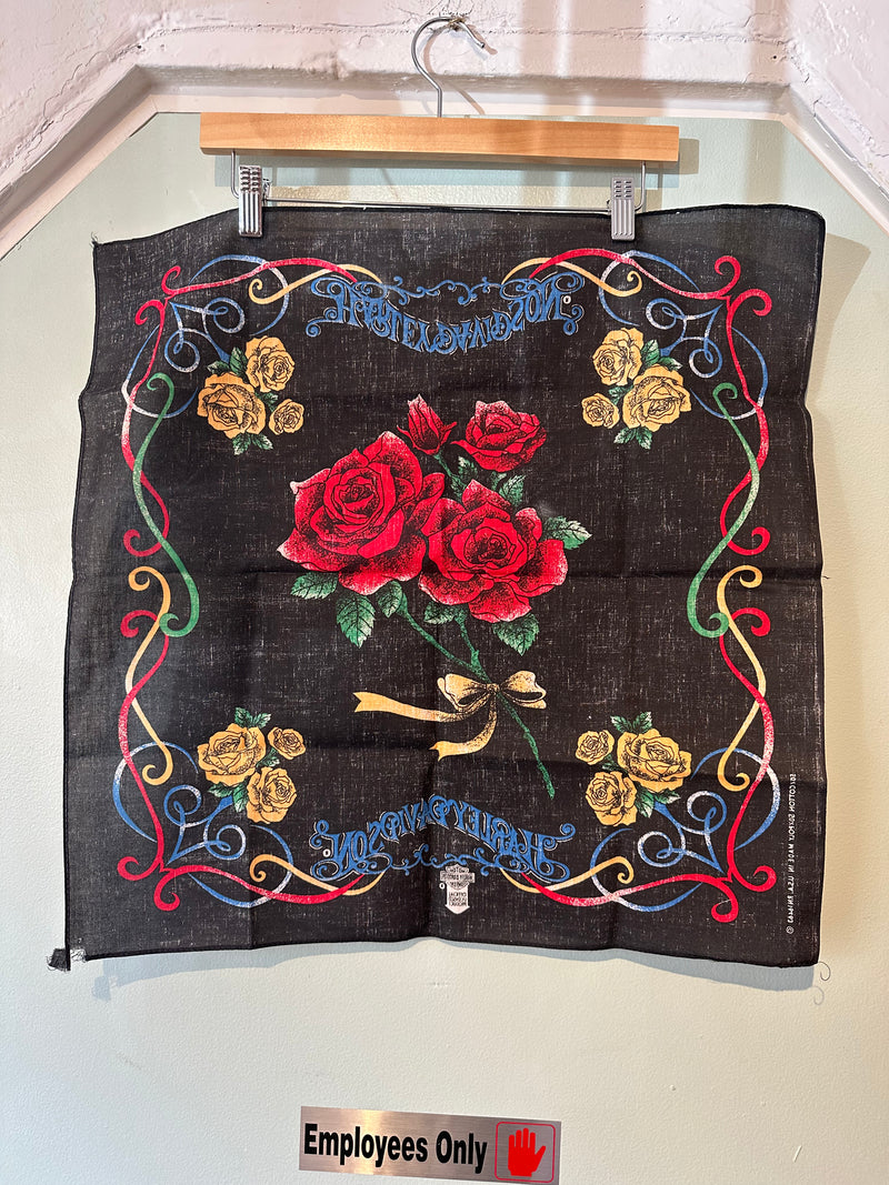 Harley Davidson Red and Gold Roses Handkerchief