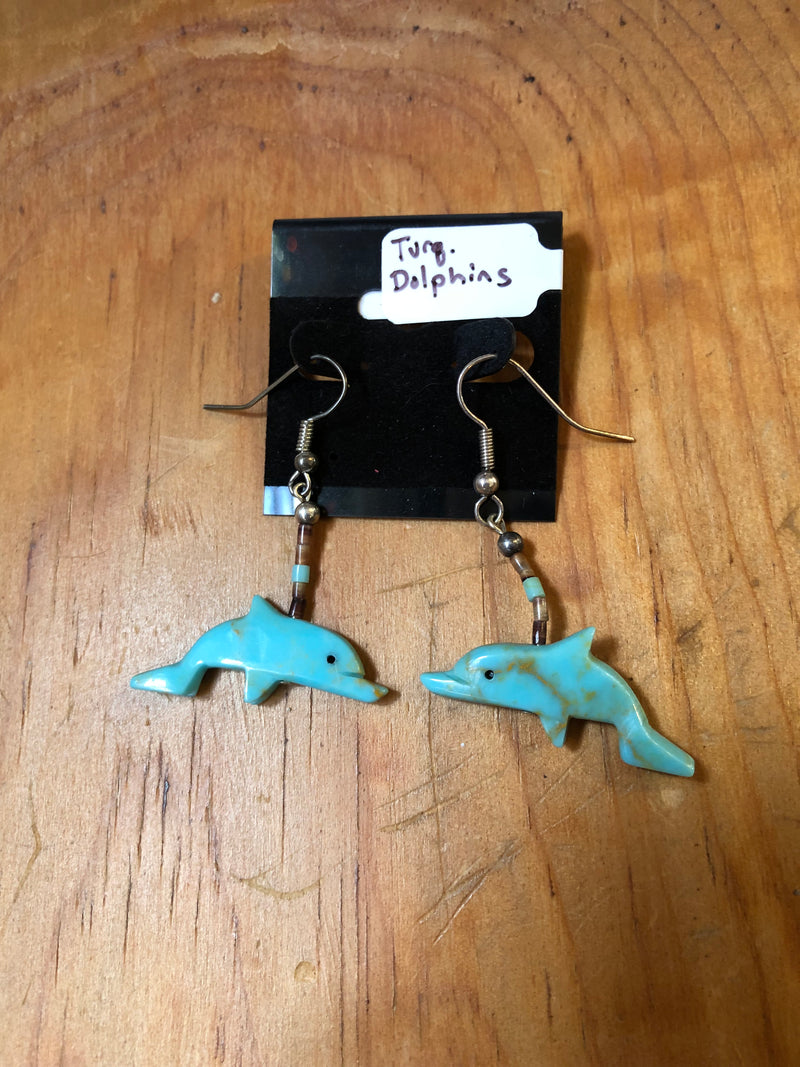 Turquoise Dolphins Earrings