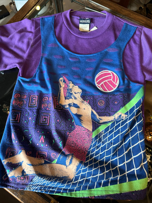 Kid's 80's Volleyball Tee (Purple)