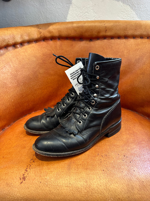 Justin Packer Boots Black with Kiltie- 6