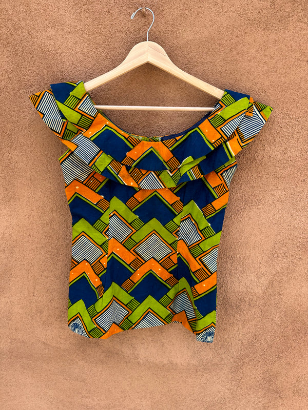 Orange, Green and Blue Ankara Blouse