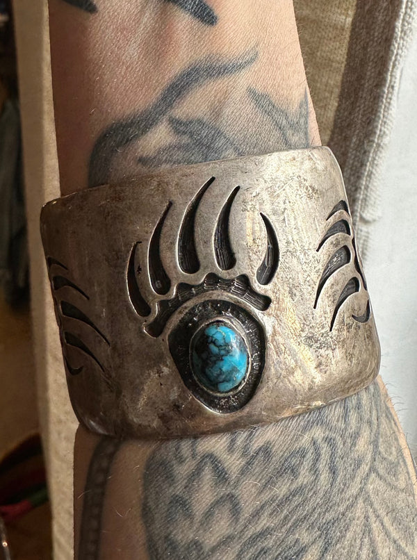 Sterling Silver Bear Claw Turquoise Cuff