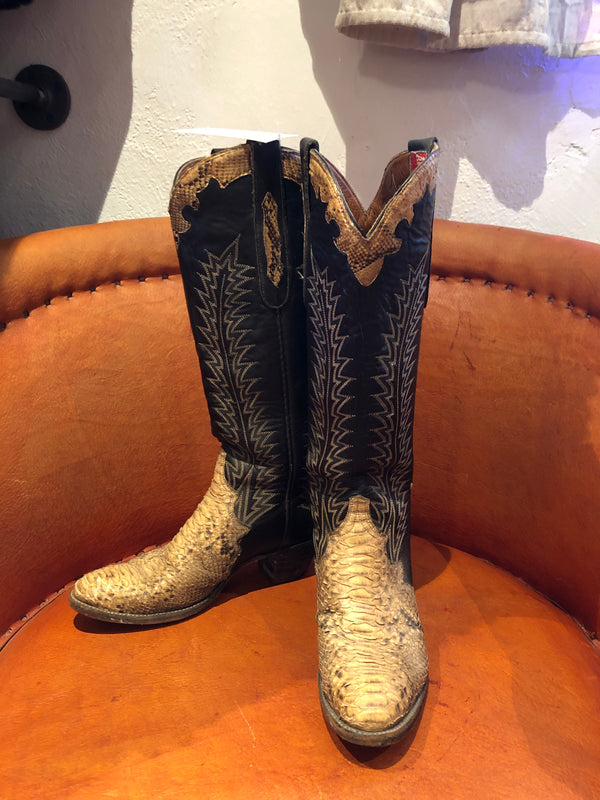 American Boots Black Leather w/ Snakeskin 6-7