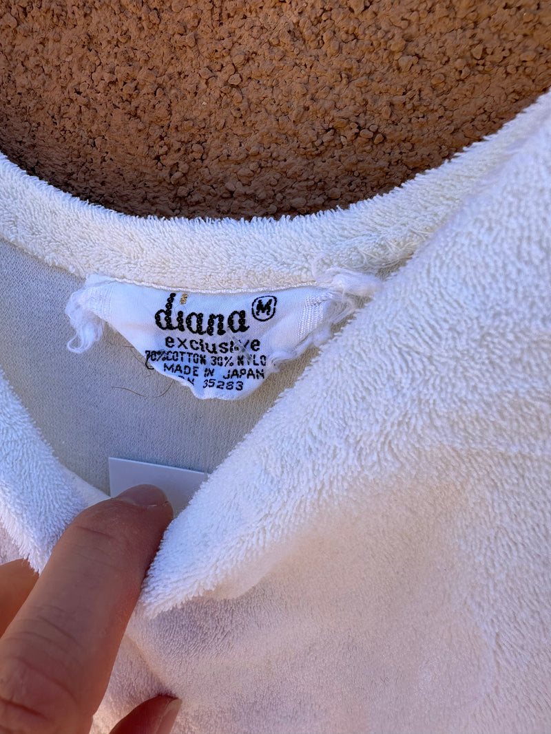 Cream Terry Cloth Tank Top by Diana