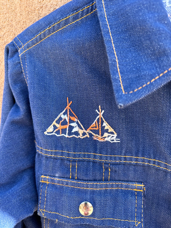Southwestern Scene Embroidered Denim Jacket