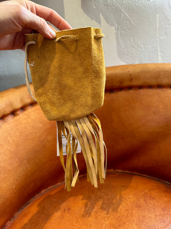 Deerskin Pouch with Beading and Fringe