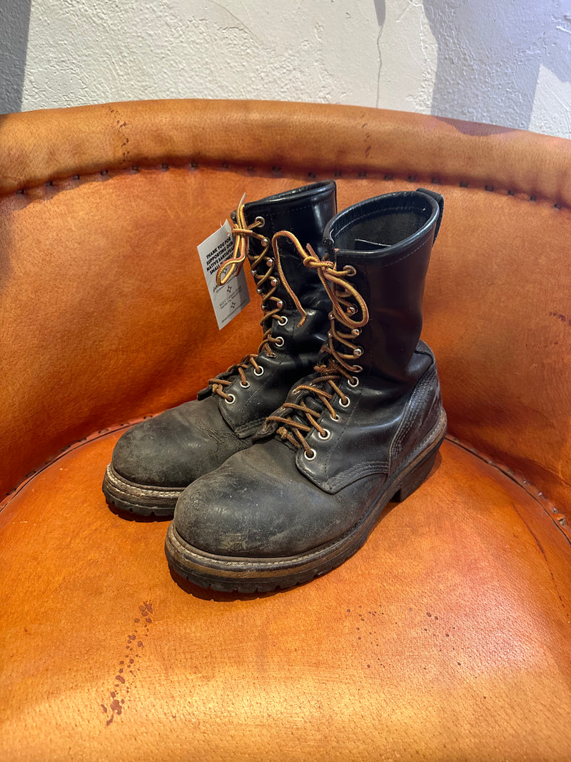 Vintage Black Leather Red Wing Lineman Boots 9D