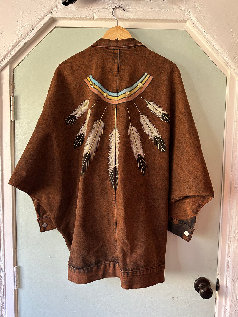 Sundance Brown Denim Jacket with Eagle Feathers