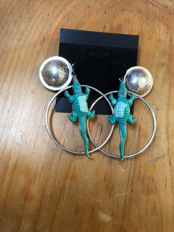 Turquoise Alligators Sterling Silver Earrings