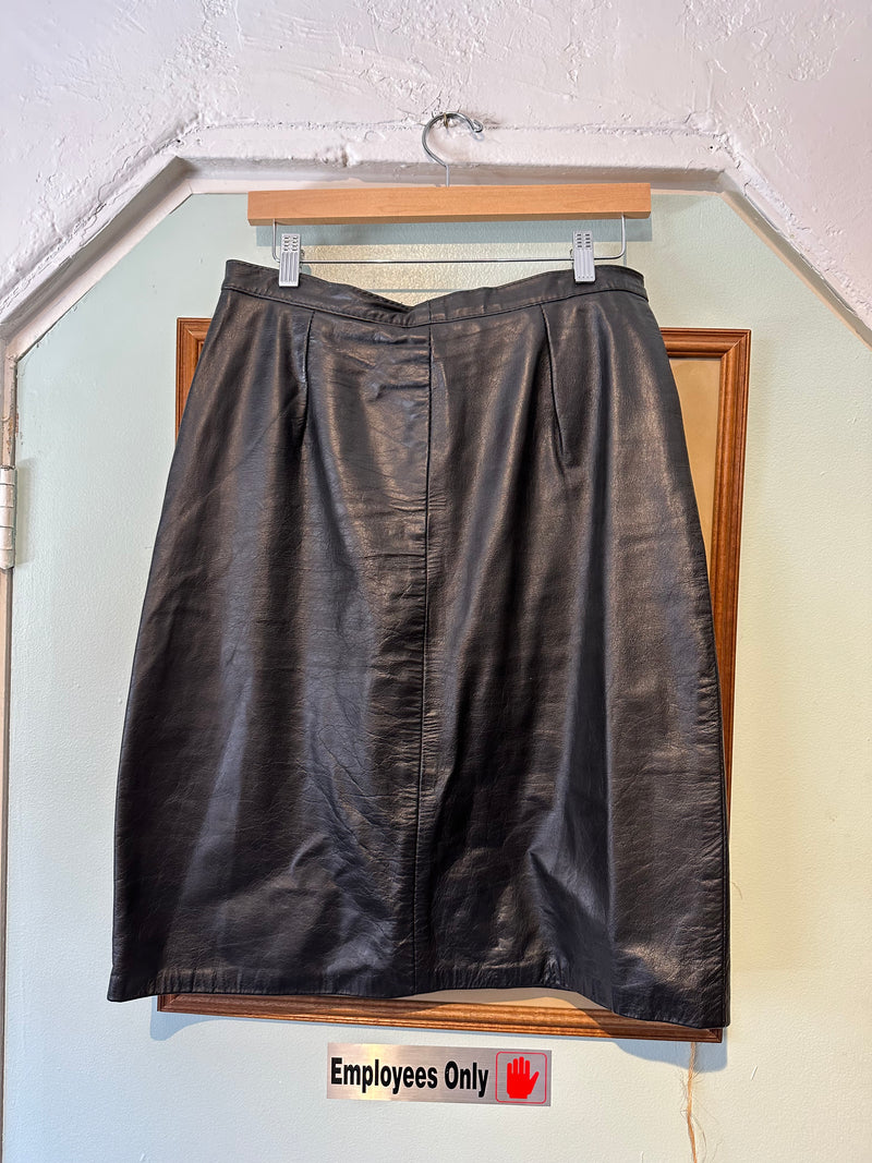 Black Leather Skirt by S & U Fashions - New York