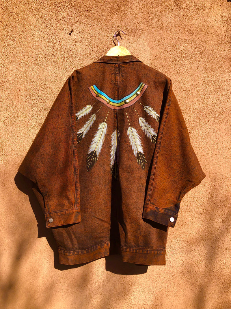 Sundance Brown Denim Jacket with Eagle Feathers