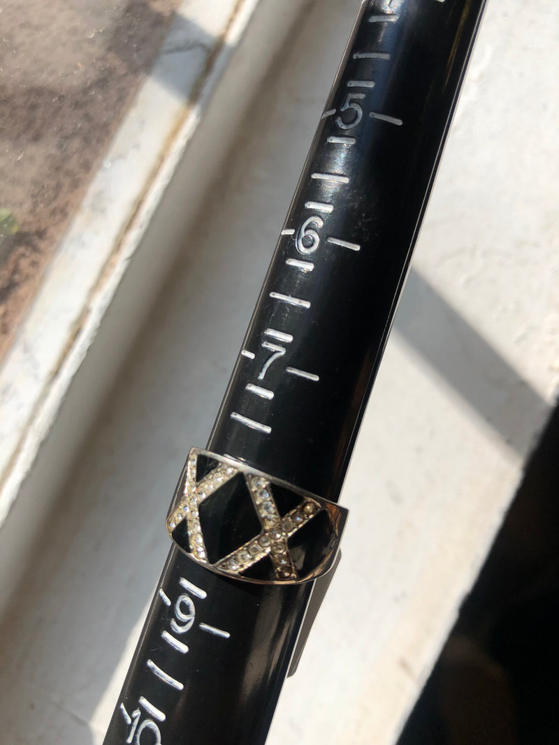 Sterling Silver CZ Onyx Ring