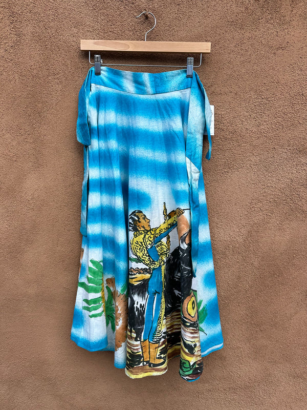 1950's Hand Painted Bullfighter Mexican Skirt