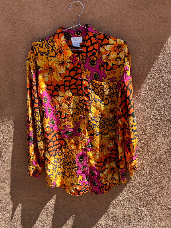 Orange and Pink Silk Blouse by Tess
