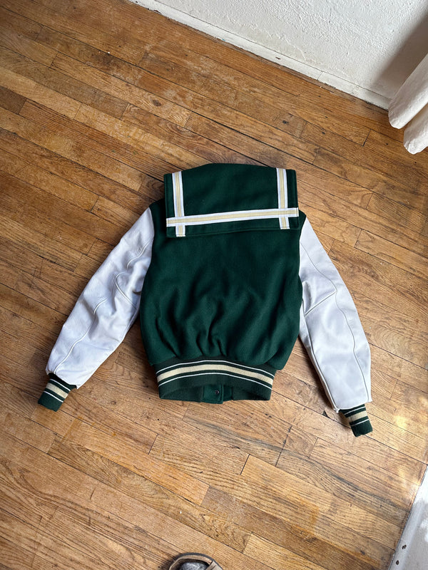 Green and White Rock Creek Letterman Jacket Youth Large