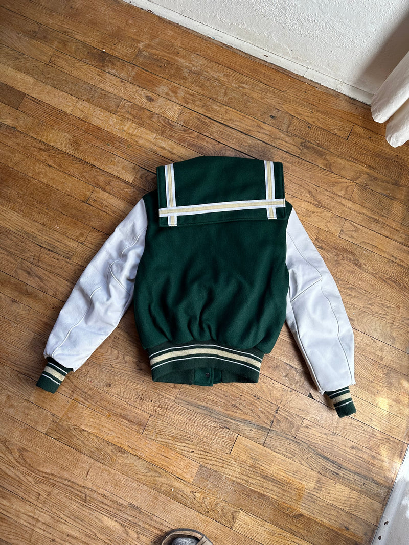 Green and White Rock Creek Letterman Jacket Youth Large
