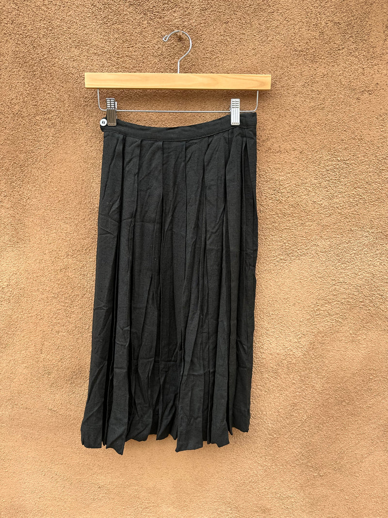 1960's Black Pleated Midi Skirt