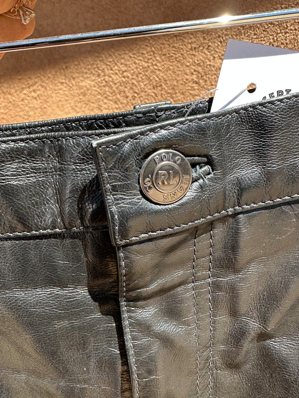Raw Edge Black Leather Pencil Skirt by Polo Jeans Co. Ralph Lauren