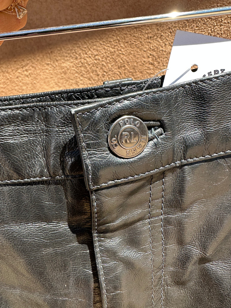 Raw Edge Black Leather Pencil Skirt by Polo Jeans Co. Ralph Lauren