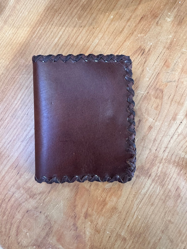 Dark Brown Belt Wallet with Braided Borders