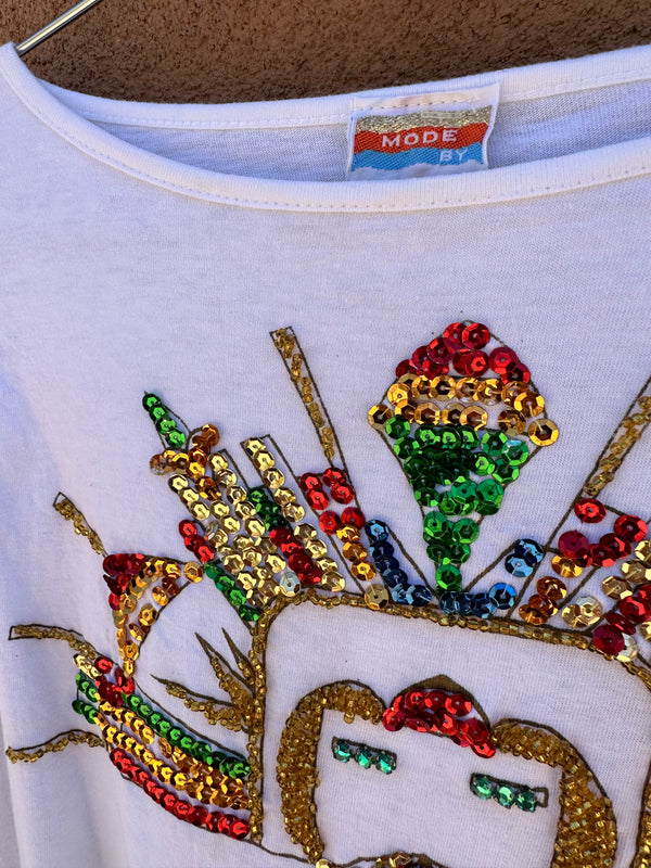 Sequin Headdress Figure T-Shirt