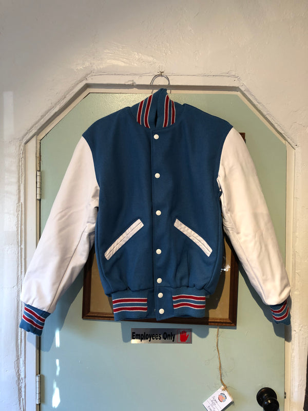 Blue and White w/Red Stripes Rock Creek Letterman Jacket - Extra Small