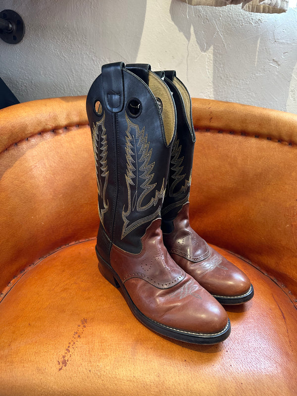 Two Tone Durango Boots with Riding Heel and Pull Holes - 8D
