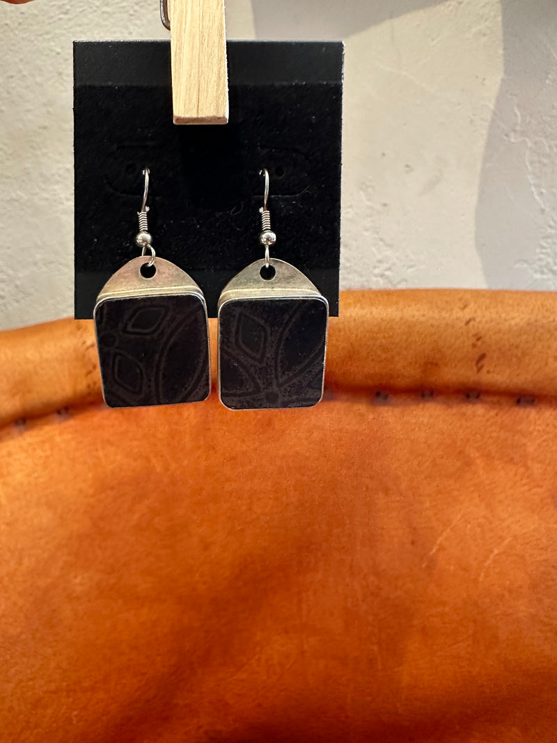 Stone and Sterling Squares Earrings