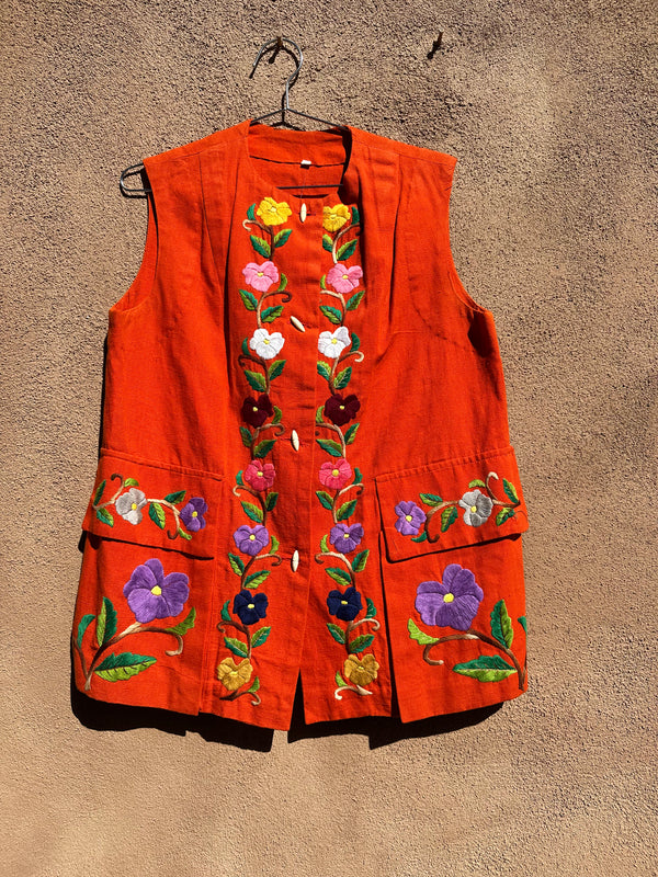 Orange Floral Embroidered Tunic