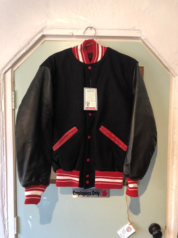 Black and Red w/ White Rock Creek Letterman Jacket - Small