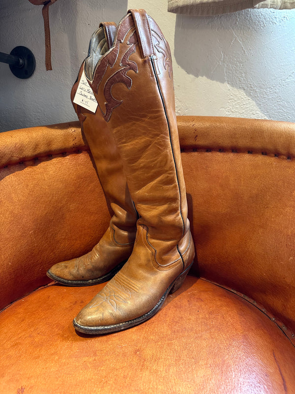 Tall Brown Cowboy Larry Mahan Boots 7-8