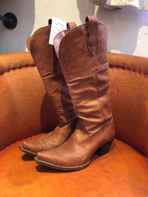 Tony Lama Tall Brown Cowboy Boots 10