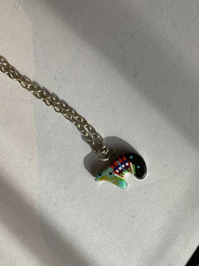 Turquoise Fetish Bear Necklace