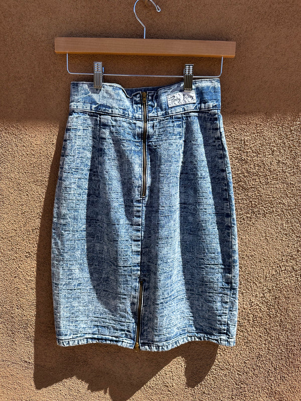 1980's Front Zipper Acid Wash Denim Skirt by Paris Jeans