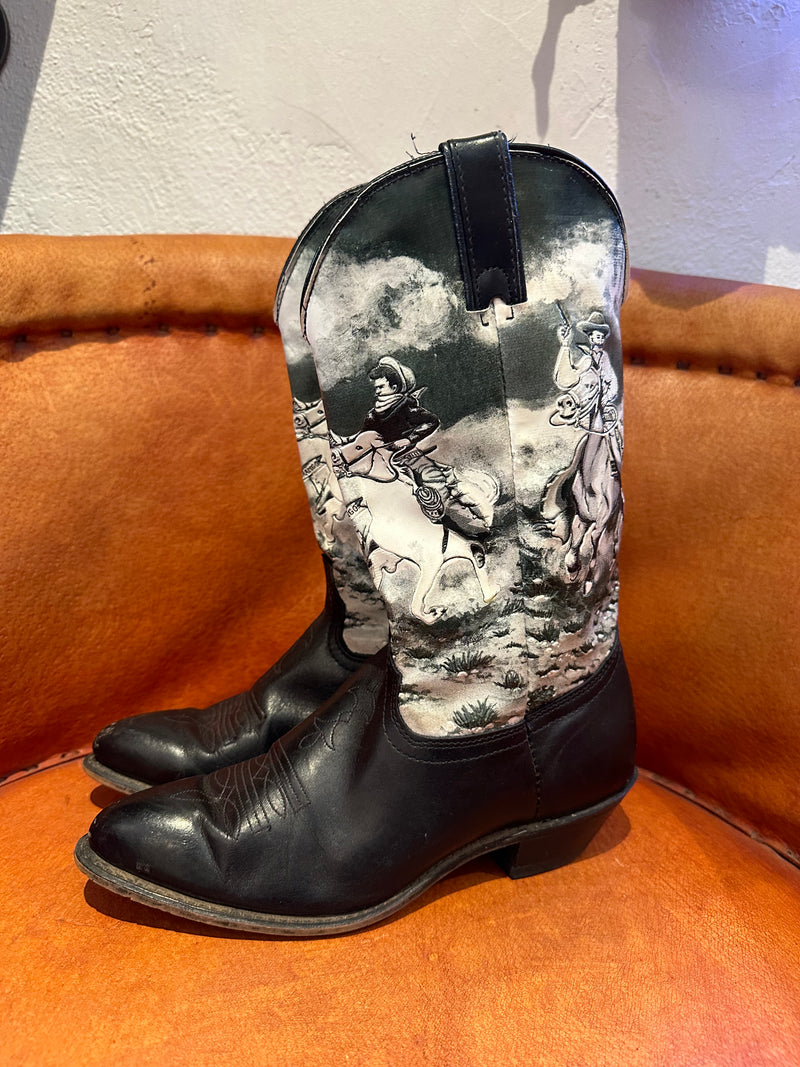 Black and White Cowboy Theme Boots by Durango