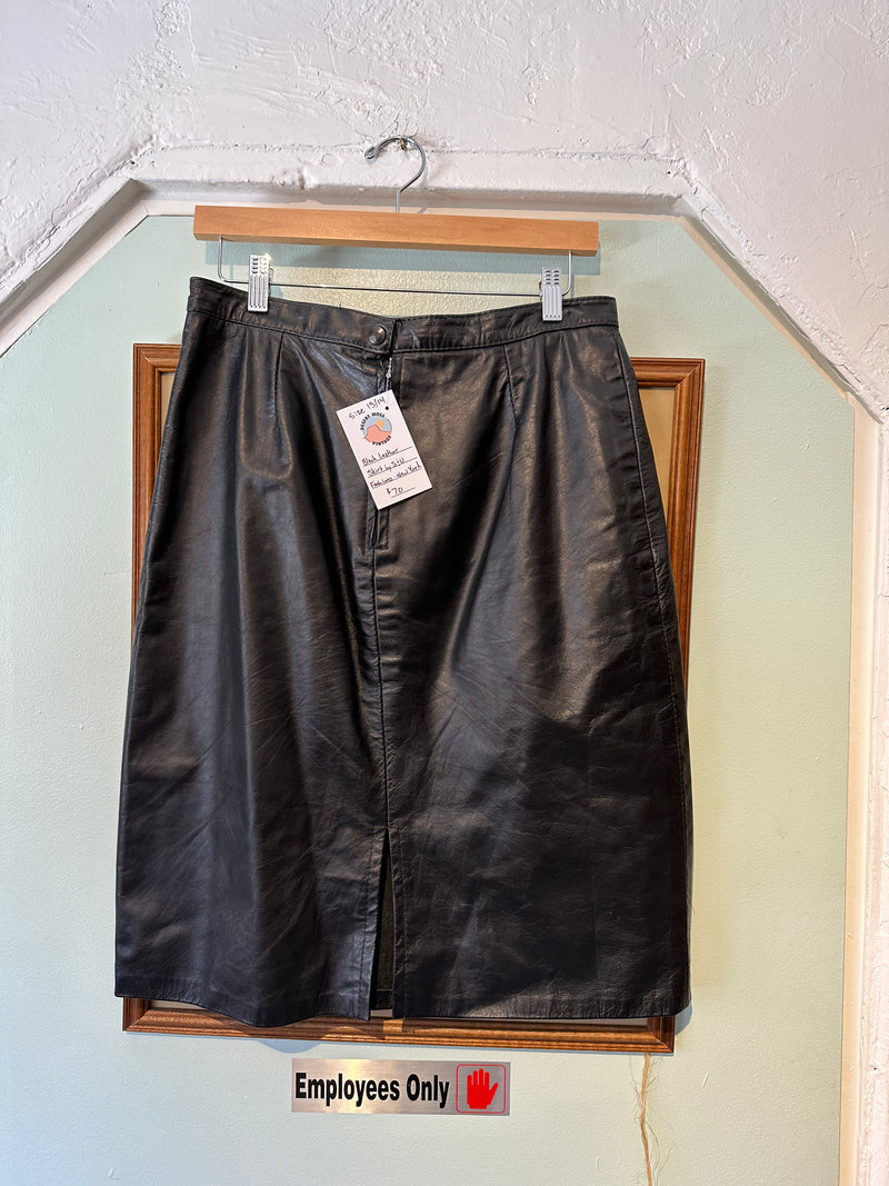 Black Leather Skirt by S & U Fashions - New York