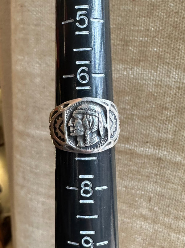 Sterling Native American Biker Ring