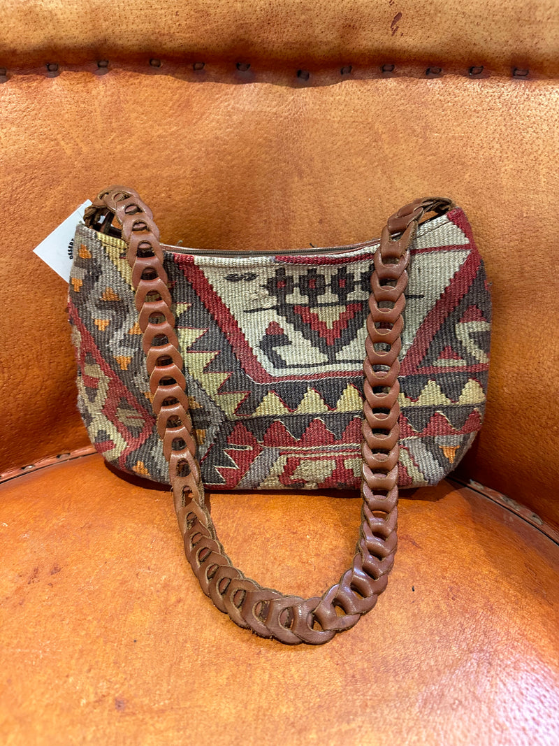 Turkis Kilim Wool and Leather Purse